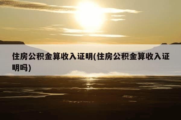 住房公积金算收入证明(住房公积金算收入证明吗)